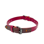 Daluse [Ember] Red Leather Silver Ring Stitching Splicing 2-In-1 Choker And Cuffs