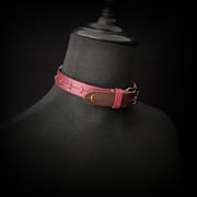 Daluse [Ember] Red Leather Silver Ring Stitching Splicing 2-In-1 Choker And Cuffs