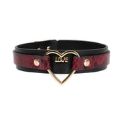 Daluse [Amorette] Gold Heart Ring Red Black Snake Pattern Double Leather Choker