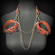 Daluse [Mavis] Gold Speckled Purple Orange Snake Leather Adjustable Chain Choker And Snake Pattern Cuff Combination
