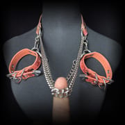 Daluse [Mavis] Gold Speckled Purple Orange Snake Leather Adjustable Chain Choker And Snake Pattern Cuff Combination