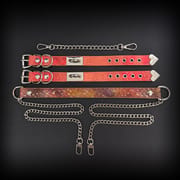 Daluse [Mavis] Gold Speckled Purple Orange Snake Leather Adjustable Chain Choker And Snake Pattern Cuff Combination