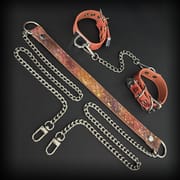 Daluse [Mavis] Gold Speckled Purple Orange Snake Leather Adjustable Chain Choker And Snake Pattern Cuff Combination