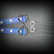 Daluse [Maisie] Blue Snakeskin Pearl Heart-Shaped Buckle Choker, Titanium Steel Chain Double Chain Adjustment Necklace