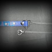 Daluse [Maisie] Blue Snakeskin Pearl Heart-Shaped Buckle Choker, Titanium Steel Chain Double Chain Adjustment Necklace
