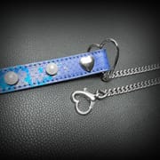 Daluse [Maisie] Blue Snakeskin Pearl Heart-Shaped Buckle Choker, Titanium Steel Chain Double Chain Adjustment Necklace
