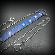 Daluse [Maisie] Blue Snakeskin Pearl Heart-Shaped Buckle Choker, Titanium Steel Chain Double Chain Adjustment Necklace