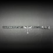 Daluse [Celestia] Crushed Ice Pattern Black Leather Choker Angel Wing Crystal Pendant Adjustable Necklace