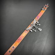Daluse [Seraphina] Gold Spotted Purple Orange Snake Leather Choker Angel Wings Crystal Pendant Adjustment Necklace