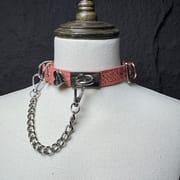 Daluse Snake Pattern Leather Silver Chain Adjustable Choker Necklace