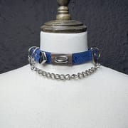 Daluse Snake Pattern Leather Silver Chain Adjustable Choker Necklace