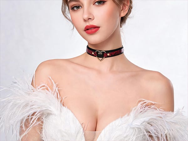 Handmade Dual Tone Leather Heart Choker Wear Your Quiet Love Every Day