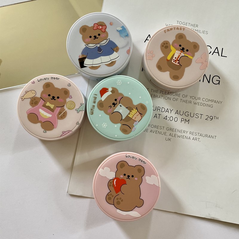 Girly heart bear containers for contact lenses