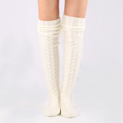 Autumn and winter knitted knee stockings women's extended floor socks woolen pile socks