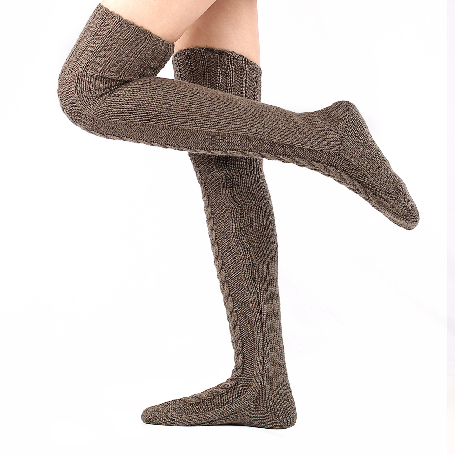 Autumn and winter knitted knee stockings women's extended floor socks woolen pile socks