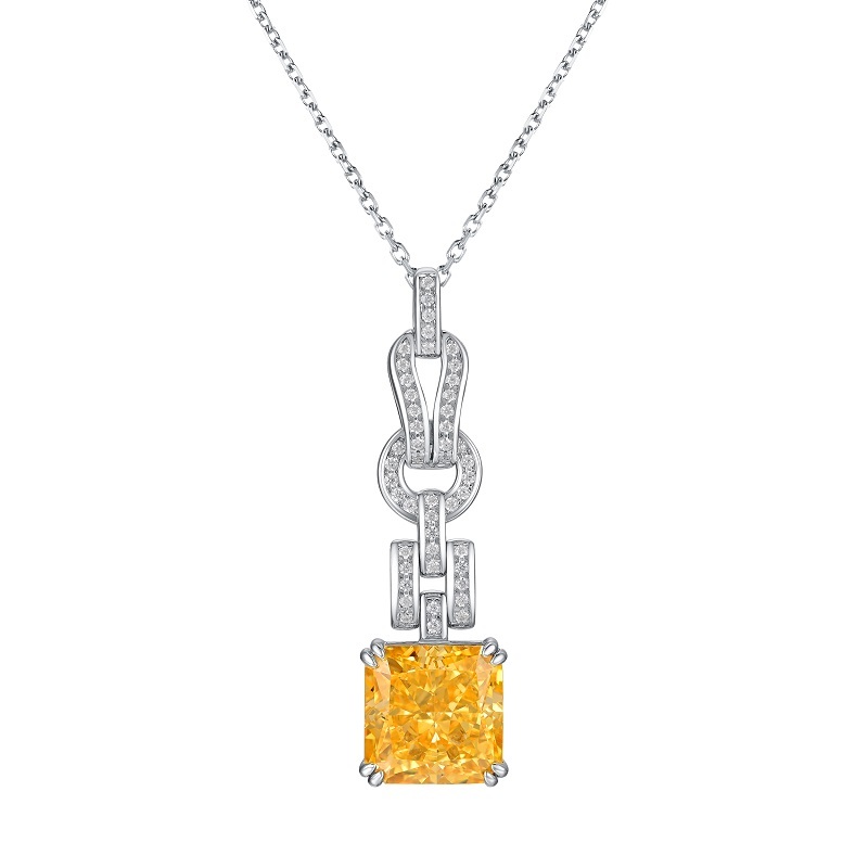 925 Silver Cubic oxidation wrong Yellow Pendant without chain (PO603Y)