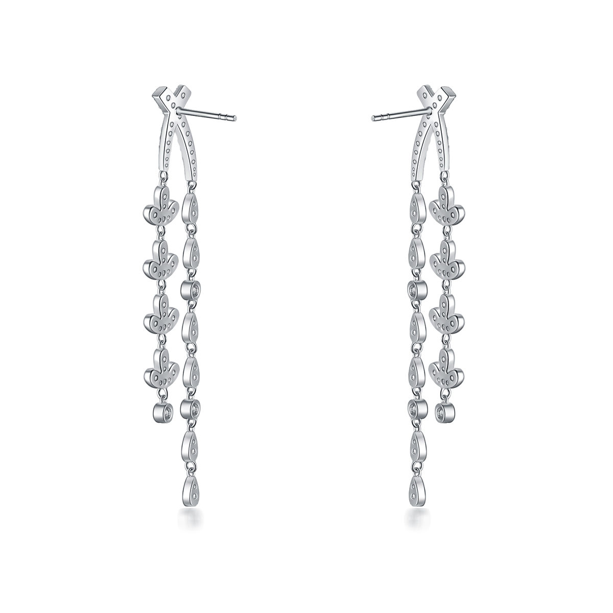 S925 sterling silver lavender series with zircon earrings long length suitable for daily use