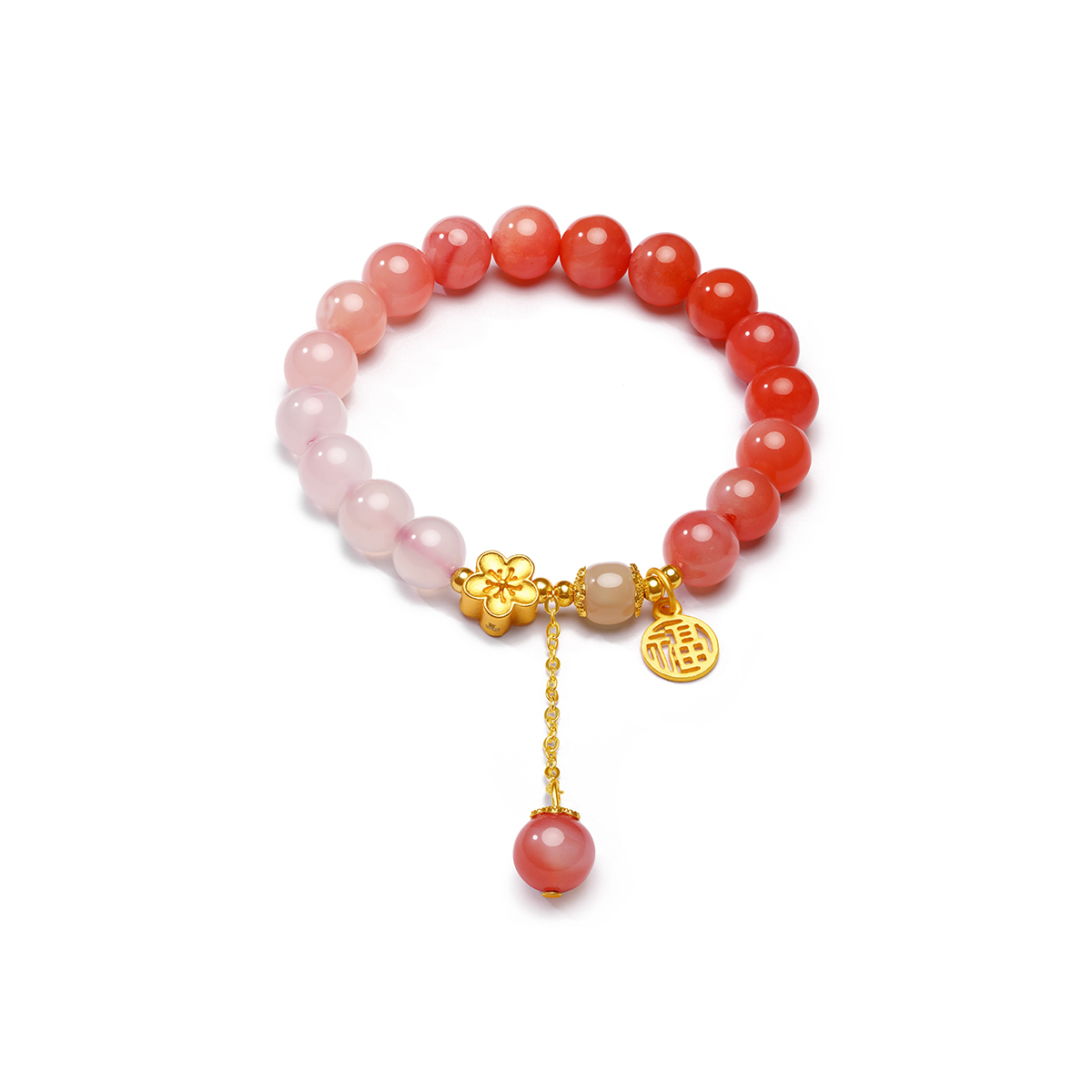 Wine red peach blossom blessing S925 silver bracelet red agate bracelet suitable for daily use