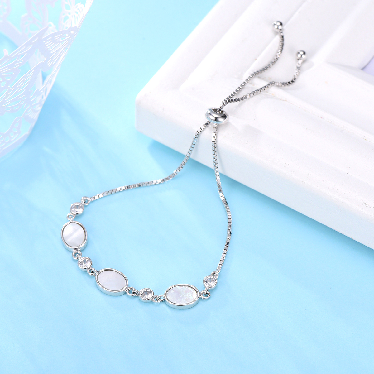 S925 silver bracelet light luxury design mother of pearl zircon 2023 new silver jewelry gift suitable for daily use