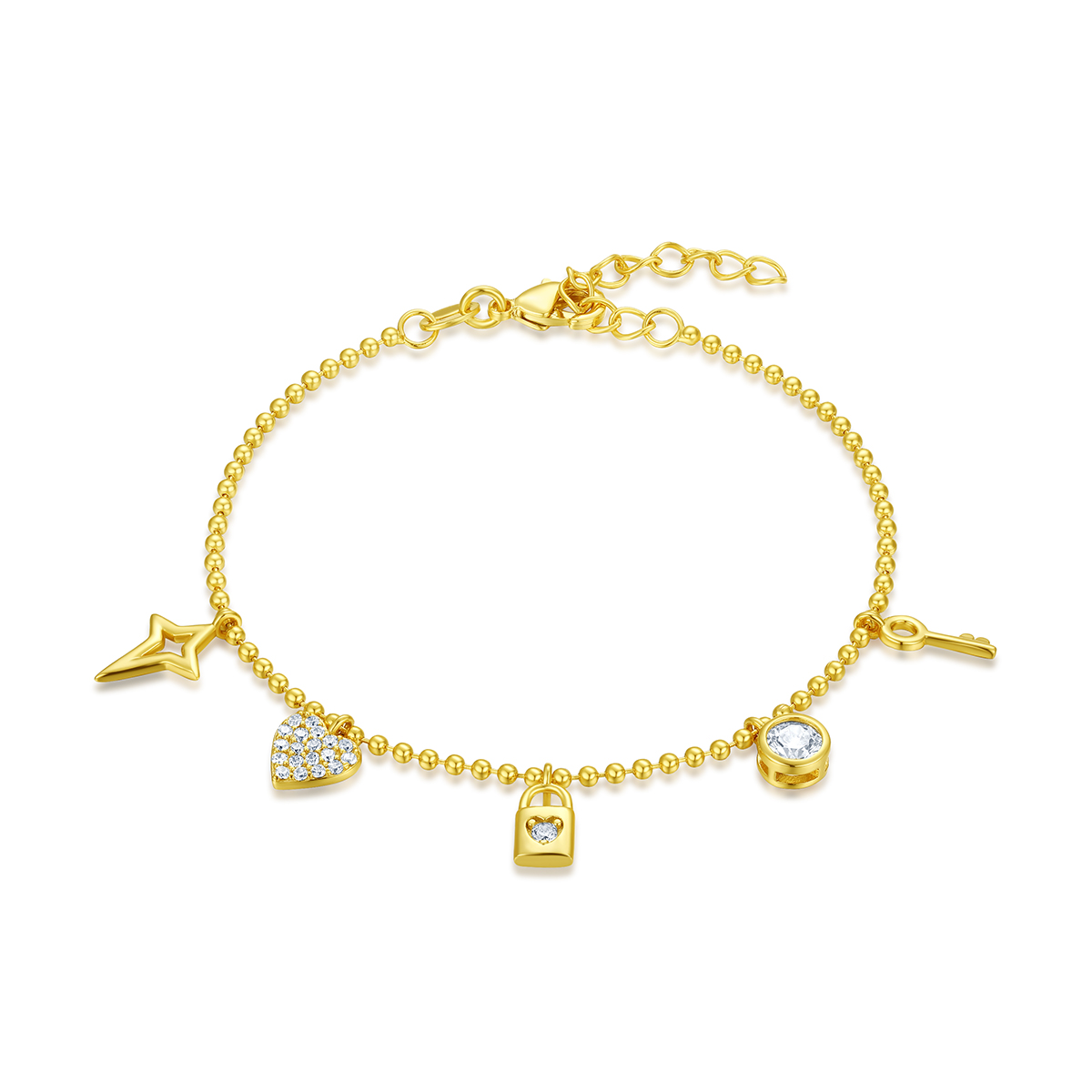 Yellow niche design high-end 925 silver inlaid zircon key lock bracelet hand jewelry suitable for daily use
