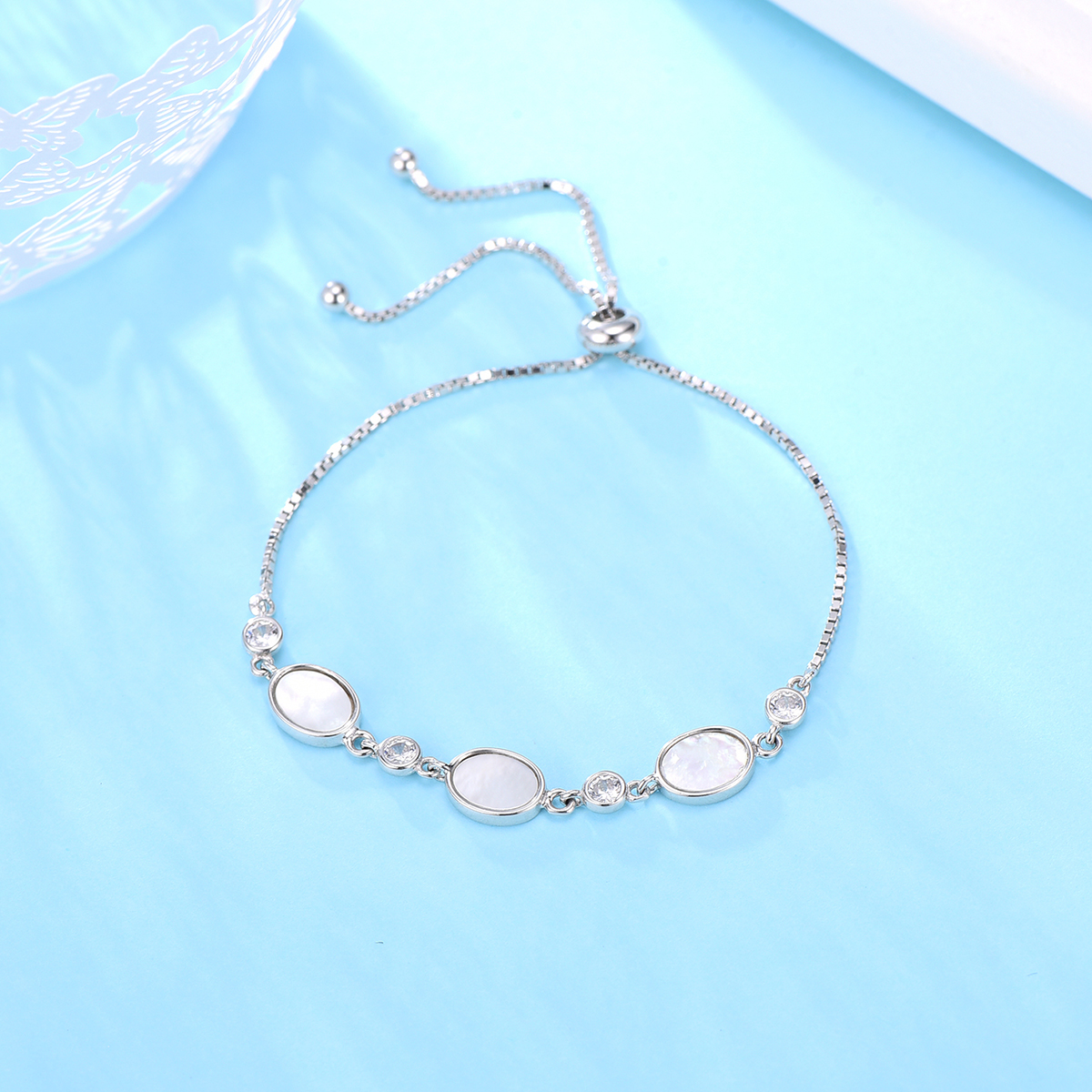 S925 silver bracelet light luxury design mother of pearl zircon 2023 new silver jewelry gift suitable for daily use