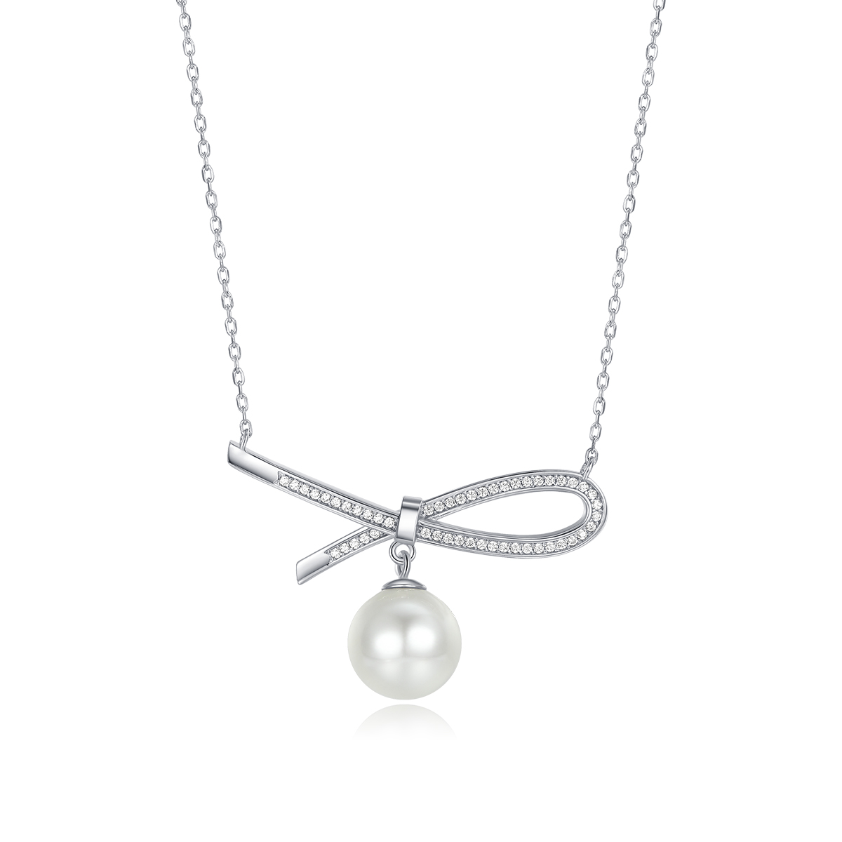 Bowknot bead necklace Ruyi knot S925 silver-inlaid zircon necklace suitable for daily use