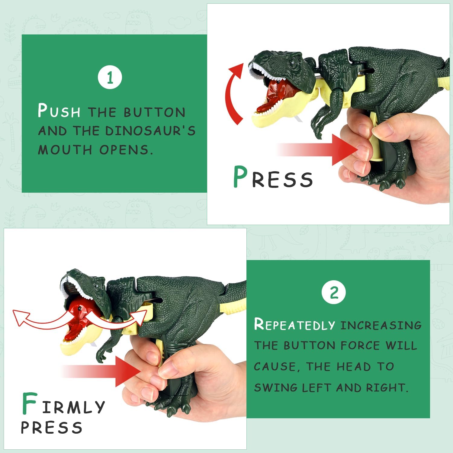Funny Dinosaur Toy, Children Press The Tyrannosauru Model,Vibrating Head and Tail Moving Dinosaur,Tyrannosaurus T-Rex Walking Dinosaur