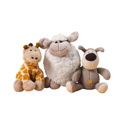 Cloth giraffe with sheep