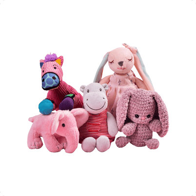 Cloth elephants and hippos