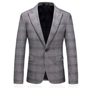 ( Blazer + Vest + Pants ) 2023 New Light Grey Retro Plaid Suit Men's Business Wedding Party 3 Pieces Men Formal Work Dress Suit