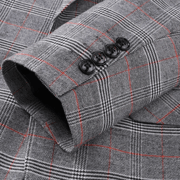 ( Blazer + Vest + Pants ) 2023 New Light Grey Retro Plaid Suit Men's Business Wedding Party 3 Pieces Men Formal Work Dress Suit