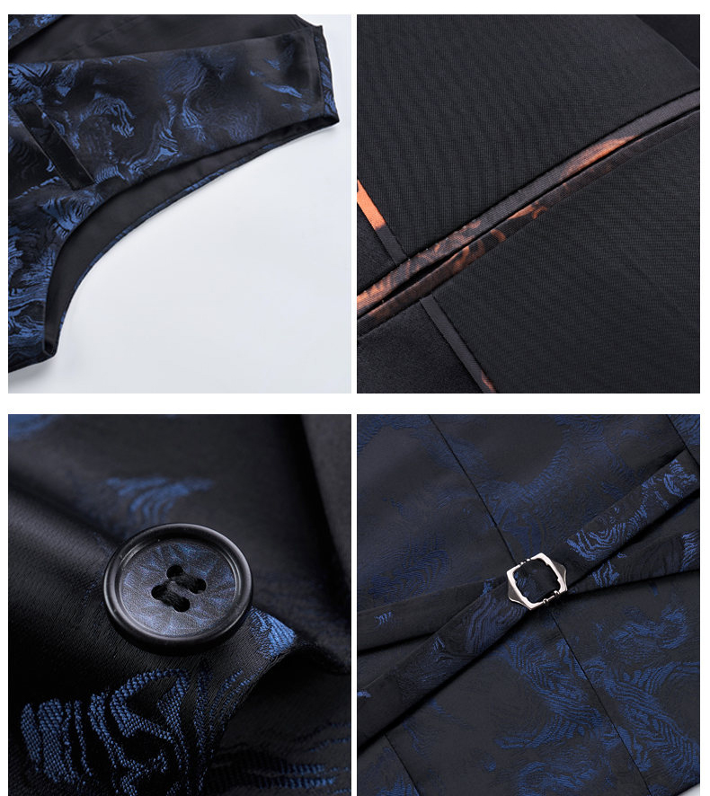 Classic Luxury Jacquard Men Suits For Wedding 3 Piece Jacket Vest Pant Groom Tuxedos Male Fashion Business Prom Social Dress Set