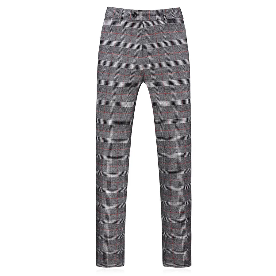 ( Blazer + Vest + Pants ) 2023 New Light Grey Retro Plaid Suit Mens Business Wedding Party 3 Pieces Men Formal Work Dress Suit