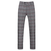 ( Blazer + Vest + Pants ) 2023 New Light Grey Retro Plaid Suit Men's Business Wedding Party 3 Pieces Men Formal Work Dress Suit