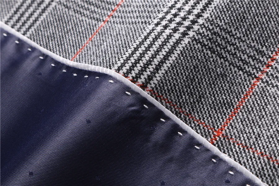 ( Blazer + Vest + Pants ) 2023 New Light Grey Retro Plaid Suit Mens Business Wedding Party 3 Pieces Men Formal Work Dress Suit