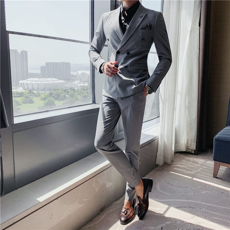 Top Grade Foreign Trade New Men's Fashion Business Two-piece Suit Suit Korean Slim Men's Suit