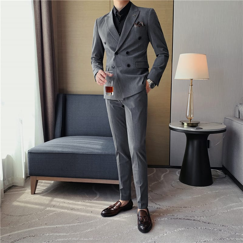 Top Grade Foreign Trade New Men's Fashion Business Two-piece Suit Suit Korean Slim Men's Suit