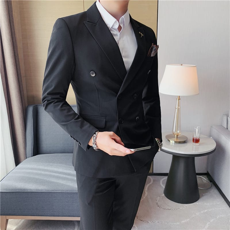 Top Grade Foreign Trade New Men's Fashion Business Two-piece Suit Suit Korean Slim Men's Suit