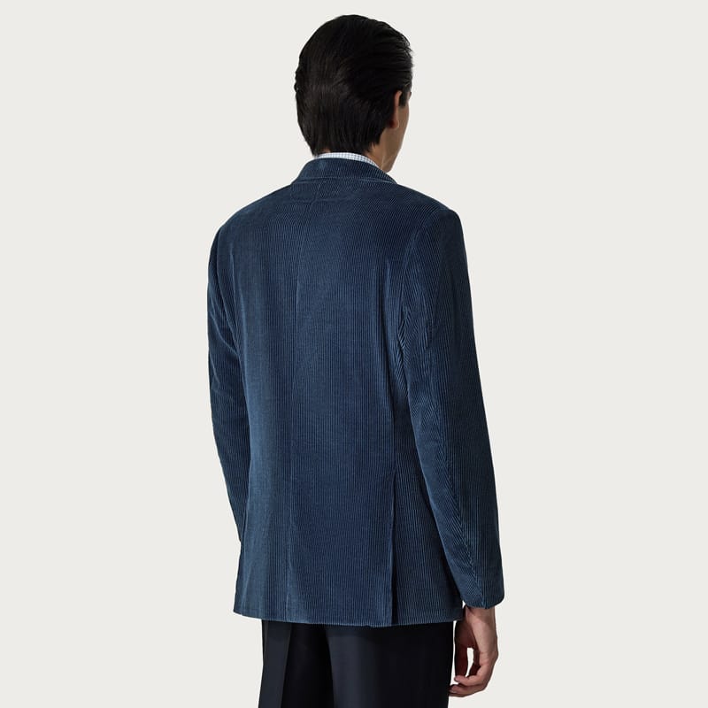 Classic men's casual suit with flat collar single breasted corduroy British style men's suits
