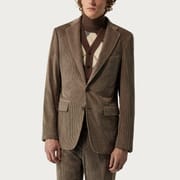 Classic men's casual suit with flat collar single breasted corduroy British style men's suits