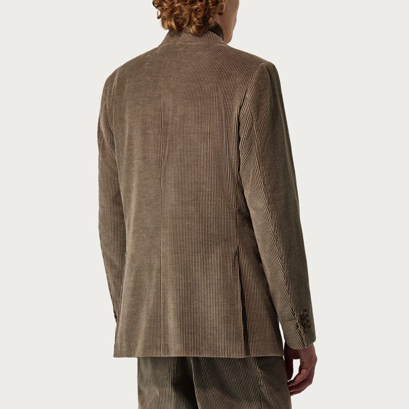 Classic men's casual suit with flat collar single breasted corduroy British style men's suits