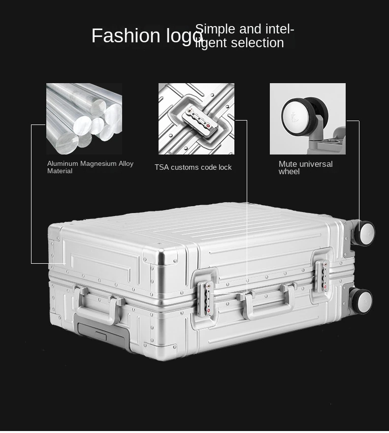 KANGSHILU 20 24 26 29 Inch Aluminum Suitcase Alloy Trolley Case Universal Luggage New Unisex Travel Offers with Wheels Boarding