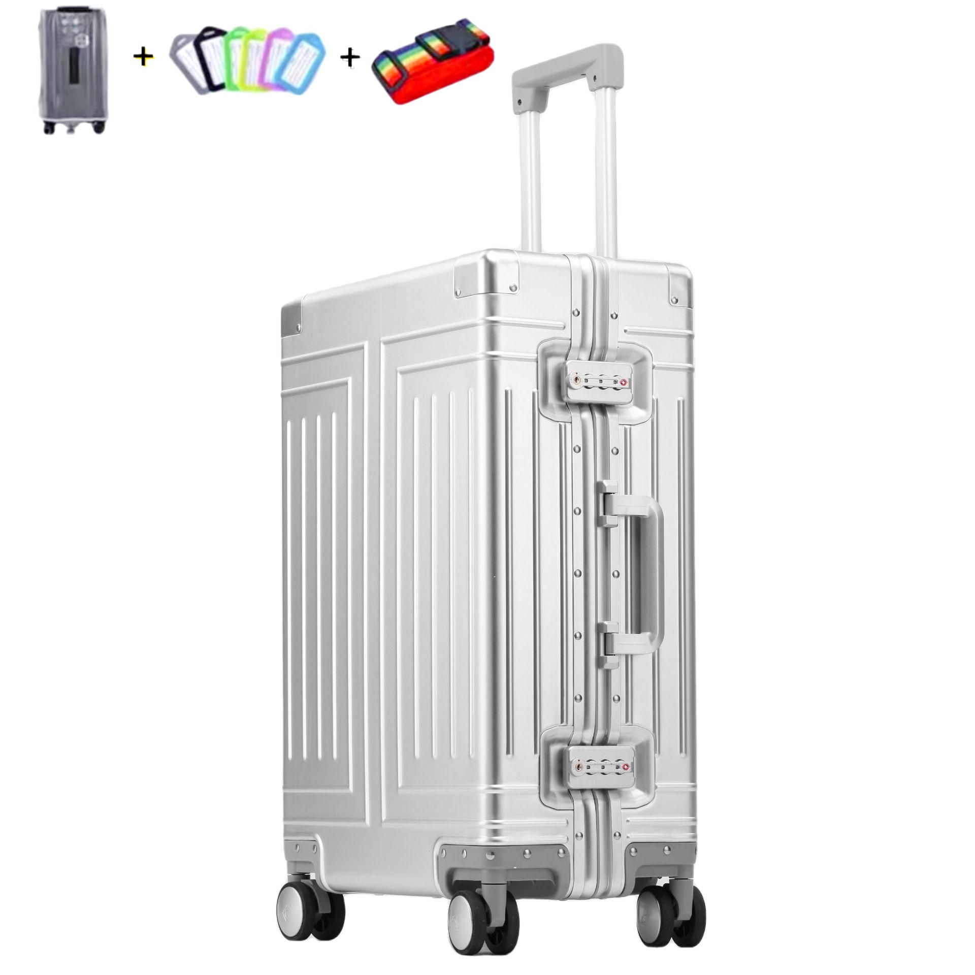 KANGSHILU 20 24 26 29 Inch Aluminum Suitcase Alloy Trolley Case Universal Luggage New Unisex Travel Offers with Wheels Boarding