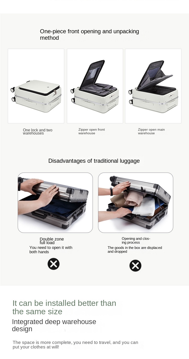 KANGSHILU Aluminum Frame 20 Inches Travel Suitcases Universal Wheel Trolley PC Box Trolley Luggage Bag Mens Business Carry Ons