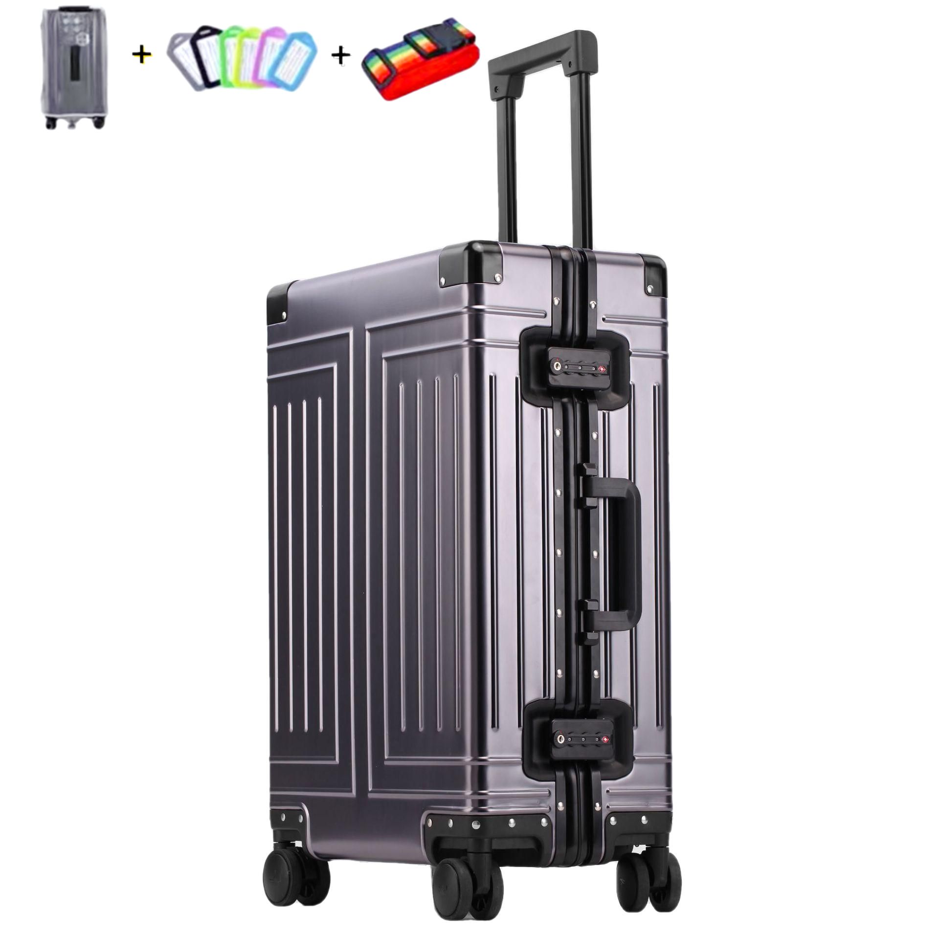KANGSHILU 20 24 26 29 Inch Aluminum Suitcase Alloy Trolley Case Universal Luggage New Unisex Travel Offers with Wheels Boarding