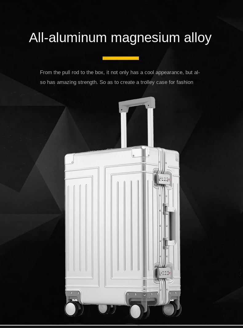 KANGSHILU 20 24 26 29 Inch Aluminum Suitcase Alloy Trolley Case Universal Luggage New Unisex Travel Offers with Wheels Boarding