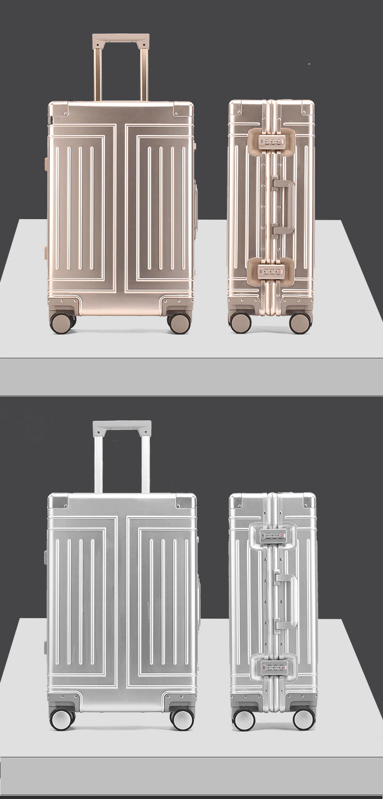 KANGSHILU 20 24 26 29 Inch Aluminum Suitcase Alloy Trolley Case Universal Luggage New Unisex Travel Offers with Wheels Boarding