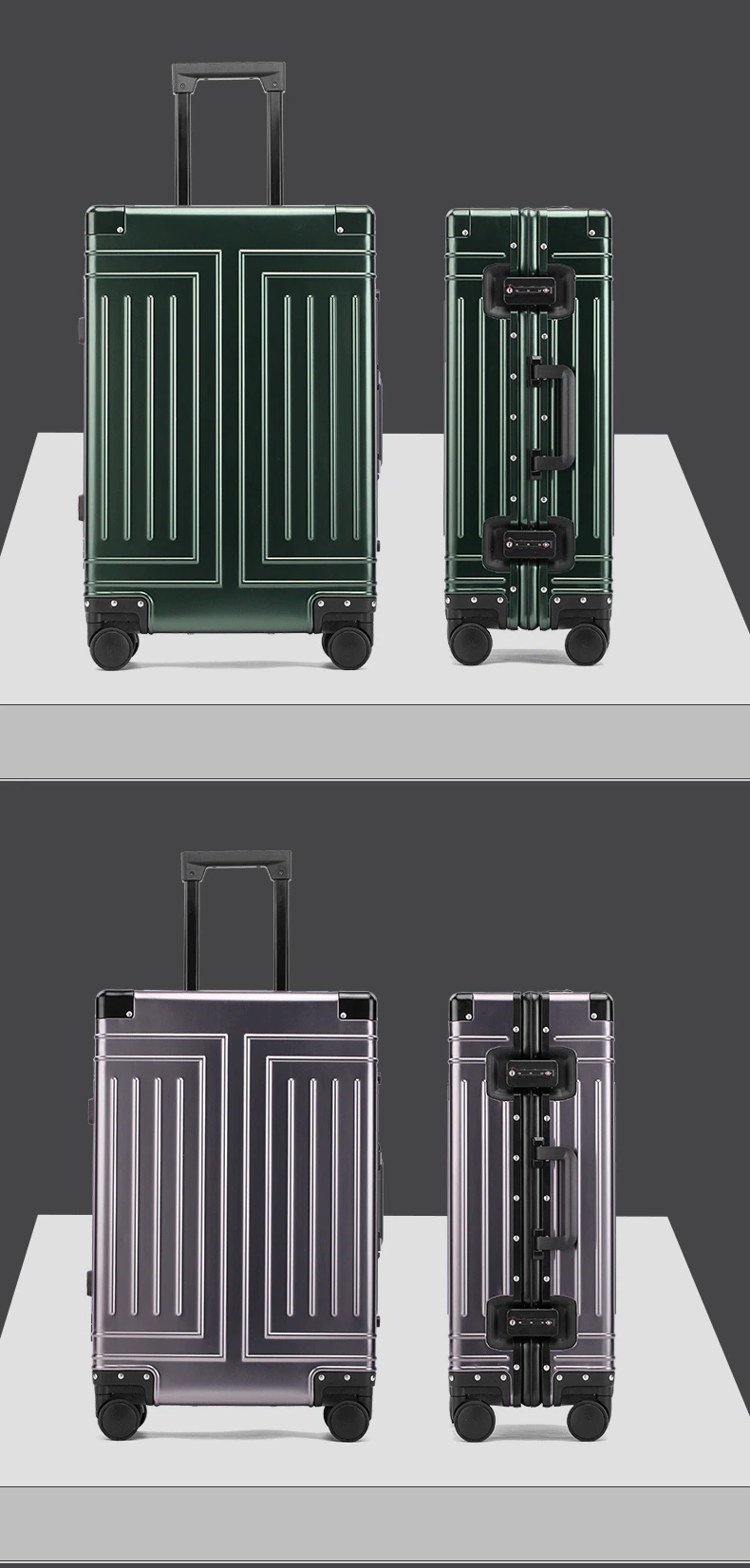 KANGSHILU 20 24 26 29 Inch Aluminum Suitcase Alloy Trolley Case Universal Luggage New Unisex Travel Offers with Wheels Boarding