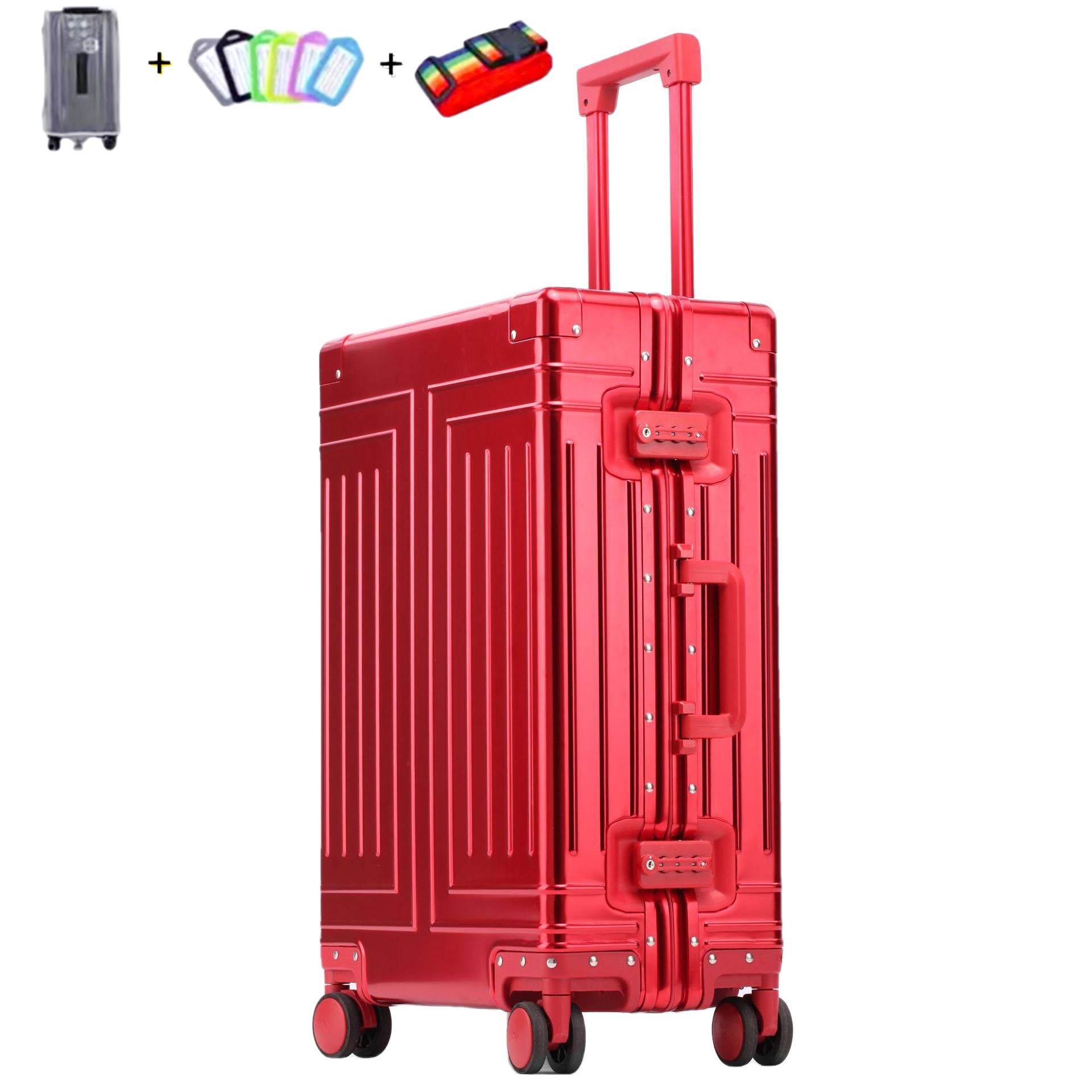 KANGSHILU 20 24 26 29 Inch Aluminum Suitcase Alloy Trolley Case Universal Luggage New Unisex Travel Offers with Wheels Boarding