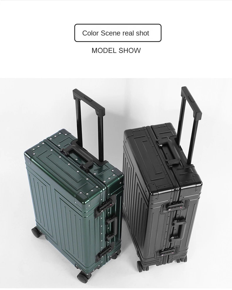 KANGSHILU 20 24 26 29 Inch Aluminum Suitcase Alloy Trolley Case Universal Luggage New Unisex Travel Offers with Wheels Boarding